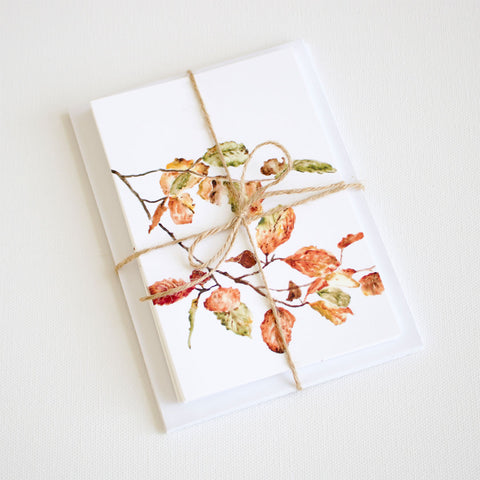 Autumn Leaves Watercolor Notecard Set