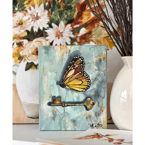 Original Art Butterfly and Key Mindi Oaten Art