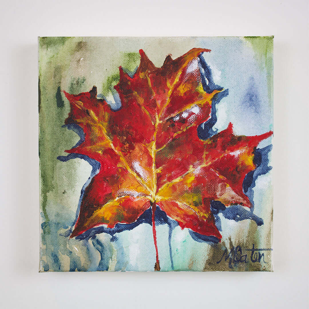 
"O Canada" maple leaf painting from the Mini Maples collection by Mindi Oaten
