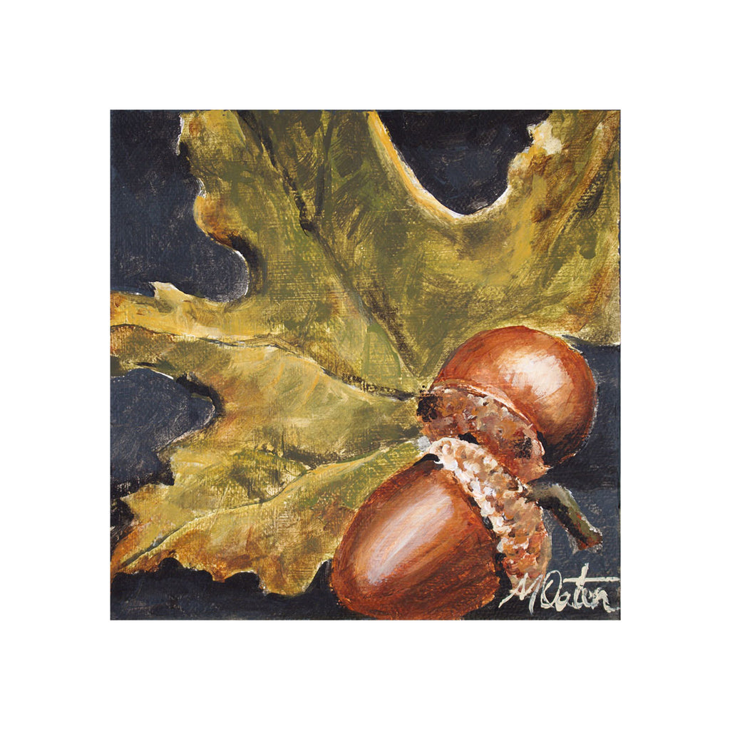 "Acorn Seeds" 6 x 6 inches acrylic painting on canvas