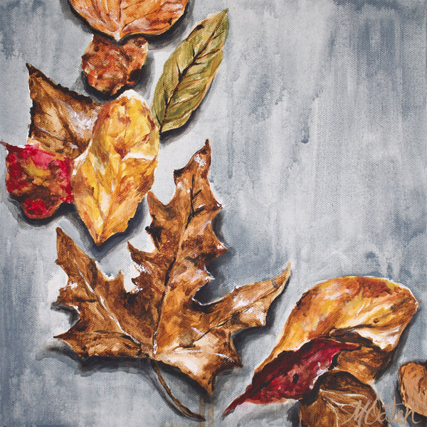 "Fall Breeze & Autumn Leaves" 12 x 12 inches acrylic painting on canvas