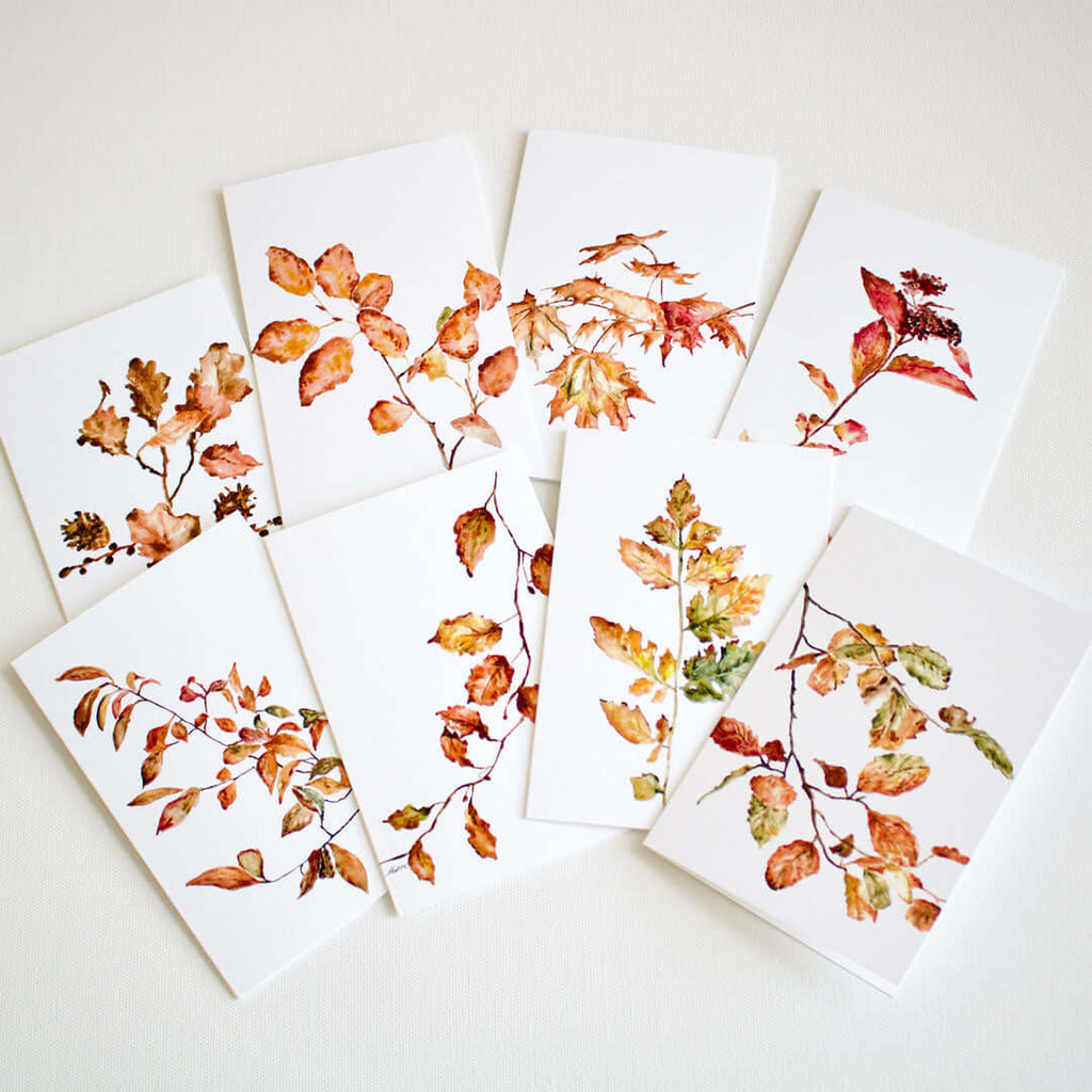 "Autumn Leaves" Assorted Note Cards - Set of 8 by Mindi Oaten – Christian Prophetic Acrylic Painting featuring , inspired by Scripture and spiritual themes.