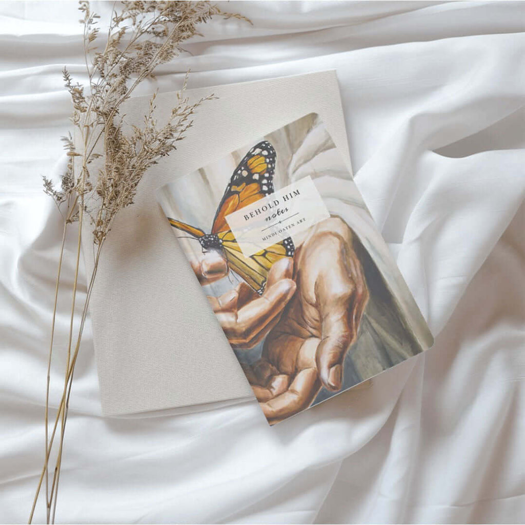 "Behold Him" Notes | blank journal by Mindi Oaten – Christian Prophetic Acrylic Painting featuring , inspired by Scripture and spiritual themes.