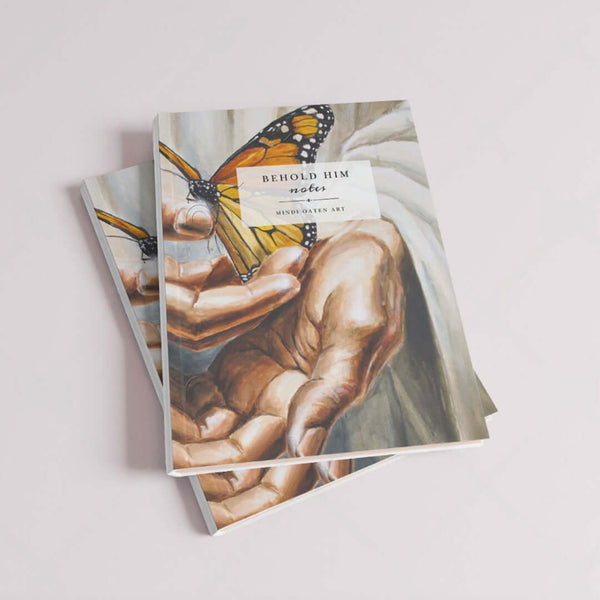 "Behold Him" Notes | blank journal by Mindi Oaten – Christian Prophetic Acrylic Painting featuring , inspired by Scripture and spiritual themes.