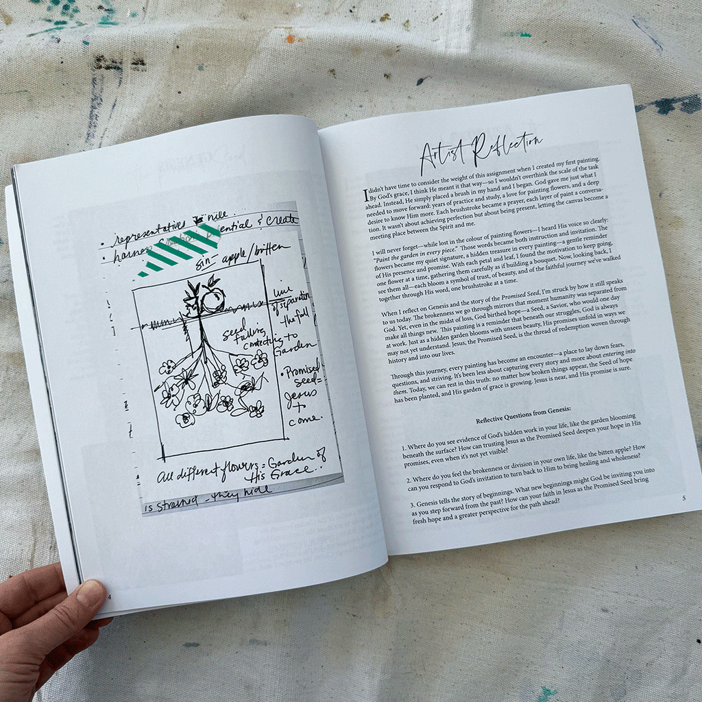 "Along the Garden Path: the Artist's Notes" - painting the Bible | FULL EDITION by Mindi Oaten – Christian Prophetic Acrylic Painting featuring , inspired by Scripture and spiritual themes.