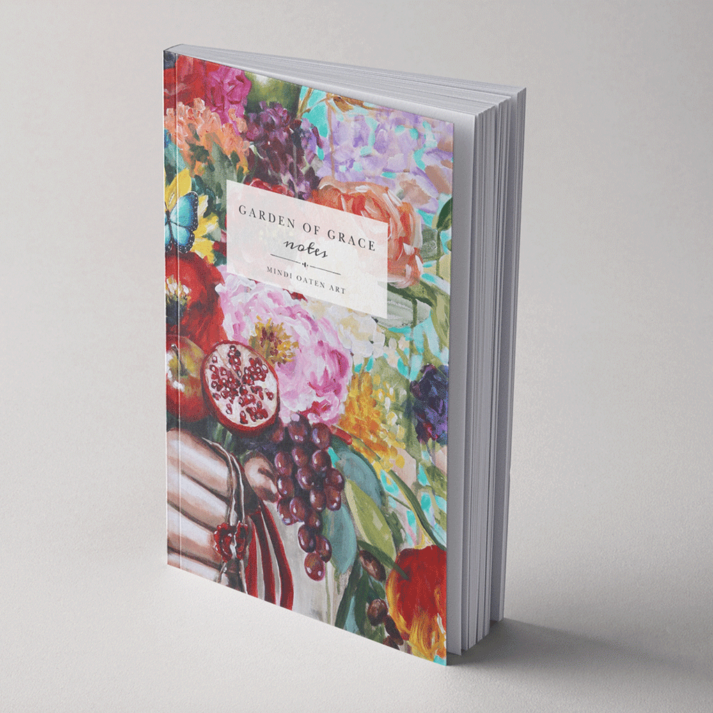 Garden of Grace Revelation blank journal featuring Bible art by Mindi Oaten.