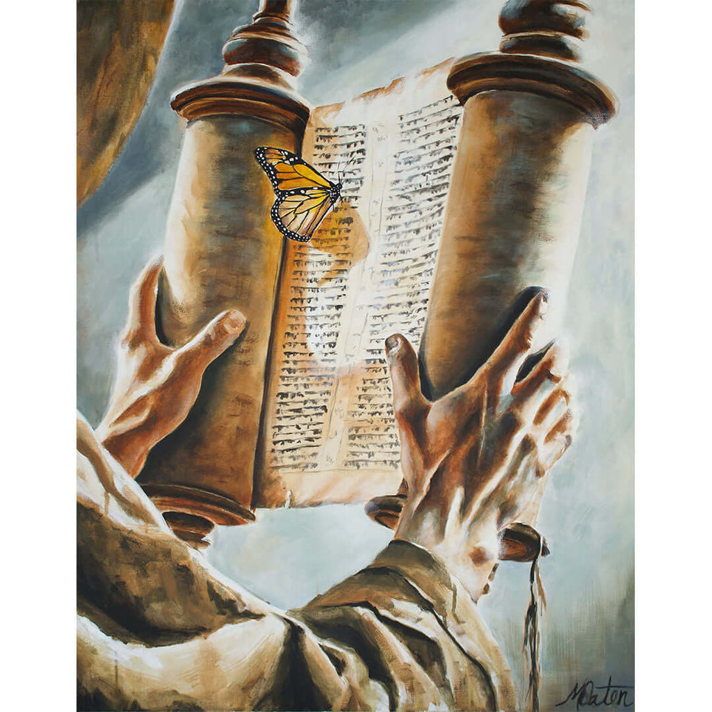

Today this Scripture is Fulfilled by Mindi Oaten, showing hands holding open a Scripture scroll, with a monarch butterfly.