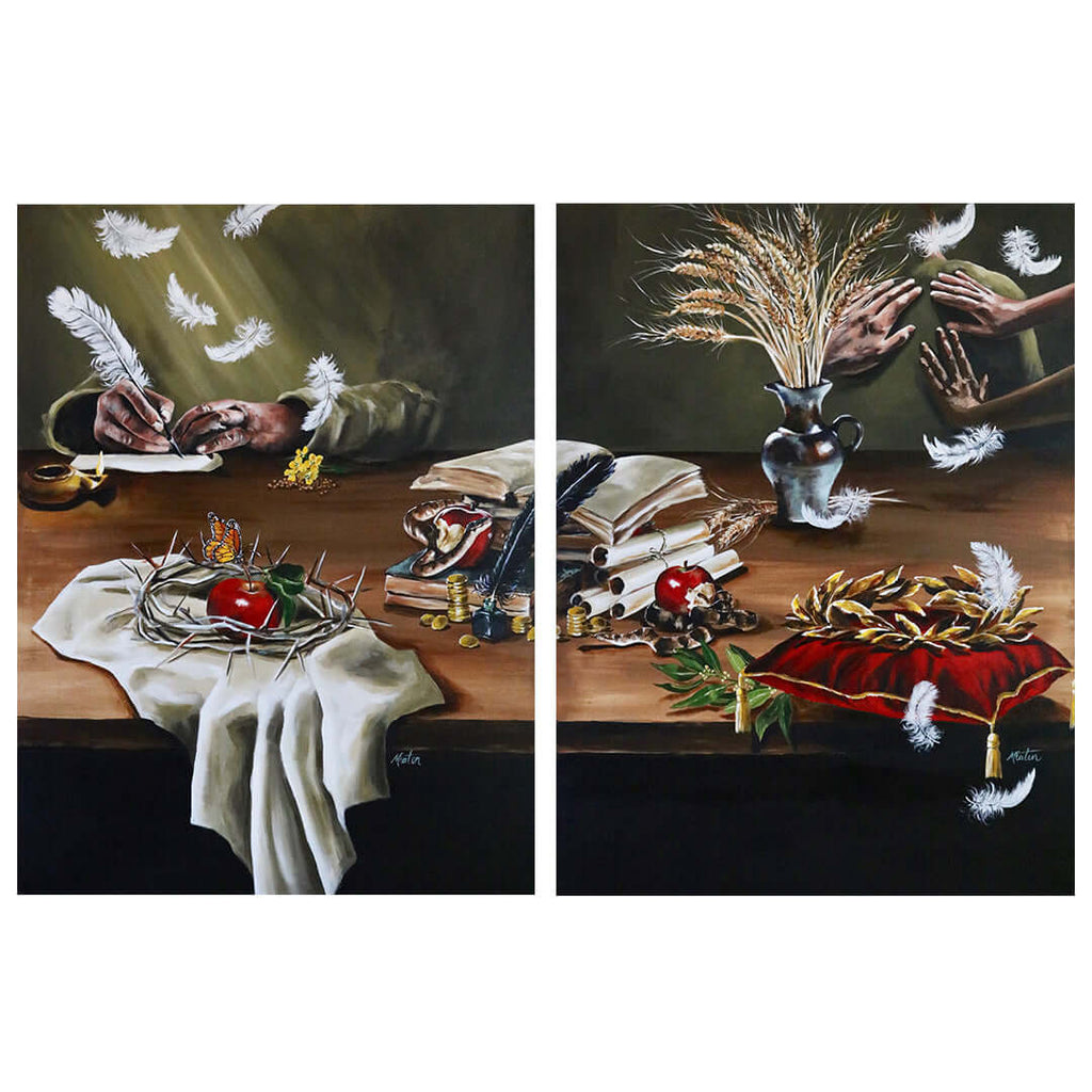 1 & 2 Timothy Bible art set by Mindi Oaten depicting Saviour of the Sinners & Leader of the Leaders.