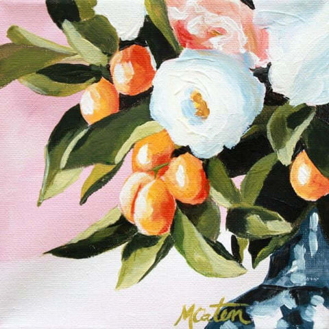 Blush Floral & Fruit - Fine Art Print by Mindi Oaten – Christian Prophetic Acrylic Painting featuring Fine Art Print, inspired by Scripture and spiritual themes.
