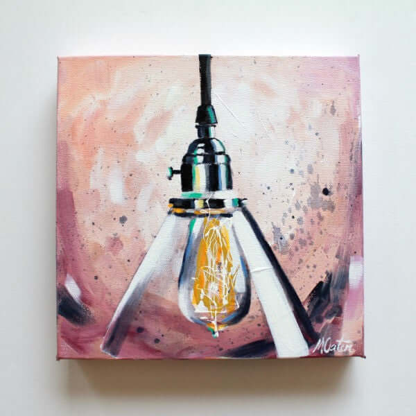 "Illuminate 1" 10 x 10 inches acrylic painting on canvas by Mindi Oaten