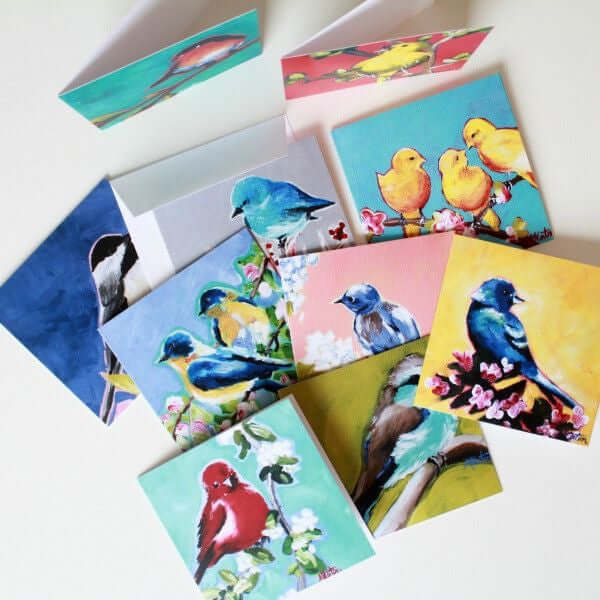 "Birdsong" Assorted Note Cards - Set of 12 by Mindi Oaten – Christian Prophetic Acrylic Painting featuring , inspired by Scripture and spiritual themes.