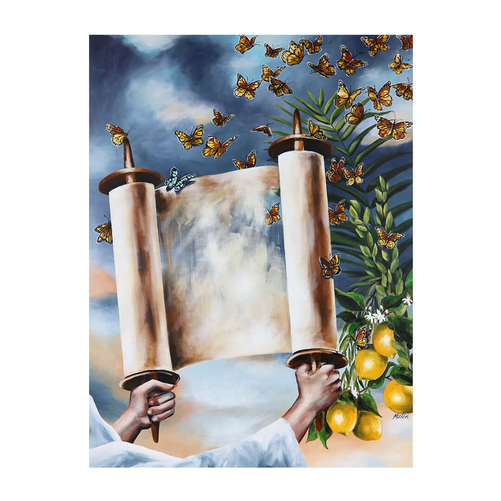Ezra Bible art by Mindi Oaten depicting The Priest Proclaiming Freedom, inspired by the book of Ezra.
