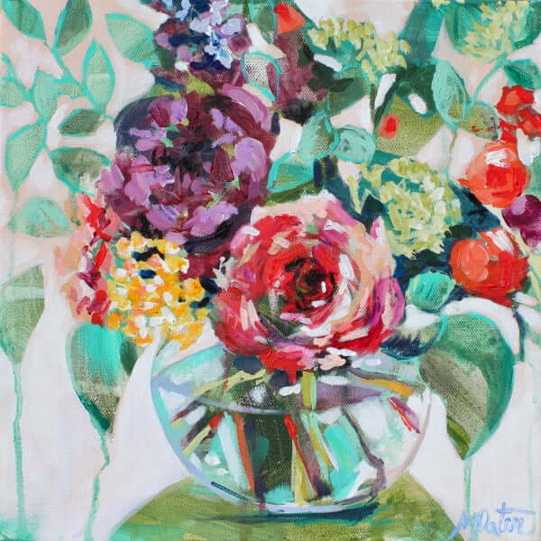 "Fresh Cut" 12 x 12 inches acrylic painting on canvas by Mindi Oaten
