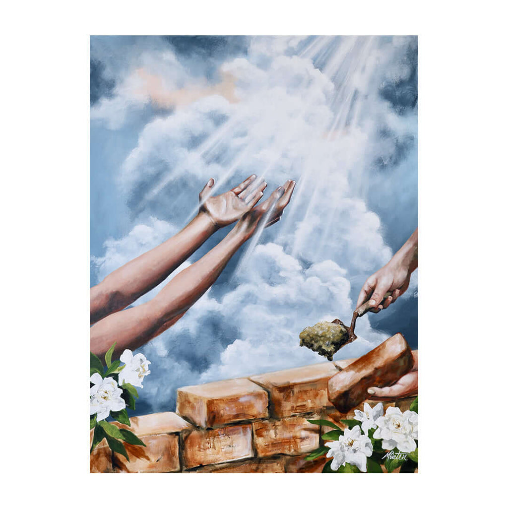 Haggai Bible art by Mindi Oaten depicting Restores our Worship, inspired by the book of Haggai.
