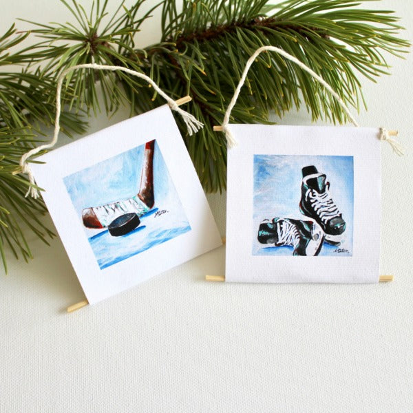 "Little Hockey Player" - mini collectible | set of 2 - Prophetic Christian Fine Art by Mindi Oaten Art 