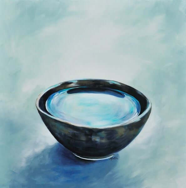 

Humility by Mindi Oaten, showing a dark bowl filled with clear pale blue water.