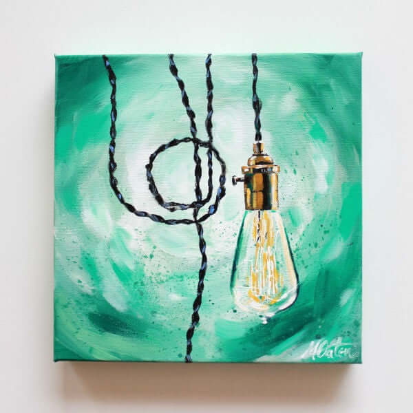 "Illuminate 2" 10 x 10 inches acrylic painting on canvas by Mindi Oaten
