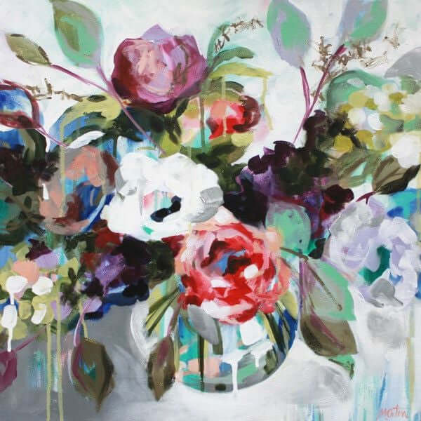 "Just Because" 20 x 20 inches acrylic painting on canvas by Mindi Oaten