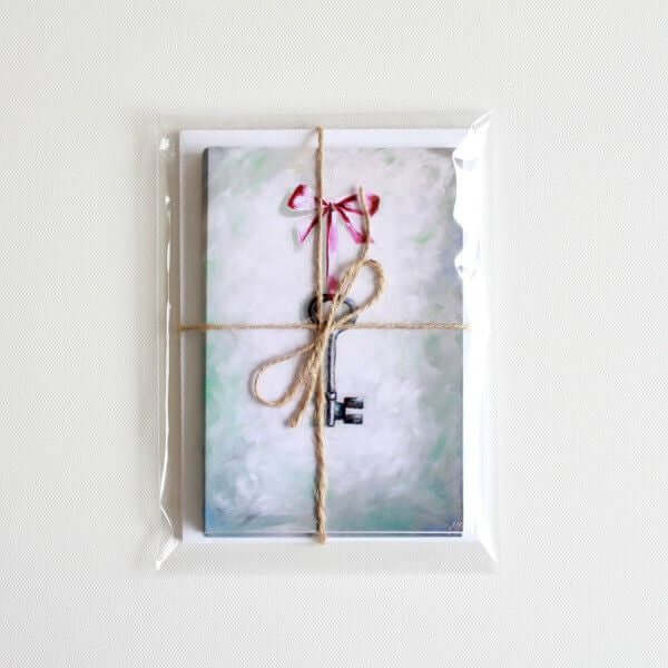 "This Key" Note Cards - Set of 8 by Mindi Oaten – Christian Prophetic Acrylic Painting featuring , inspired by Scripture and spiritual themes.