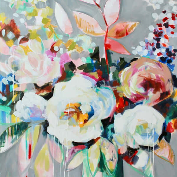 "Let's Celebrate" 24 x 30 inches acrylic painting on canvas by Mindi Oaten