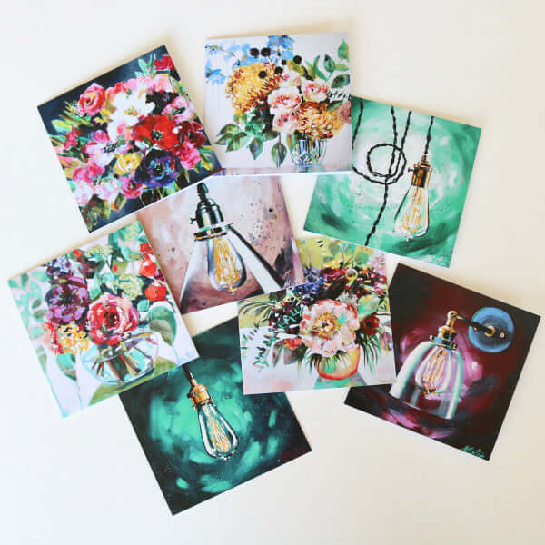"Light & Life" Assorted Note Cards - Set of 8 by Mindi Oaten – Christian Prophetic Acrylic Painting featuring , inspired by Scripture and spiritual themes.