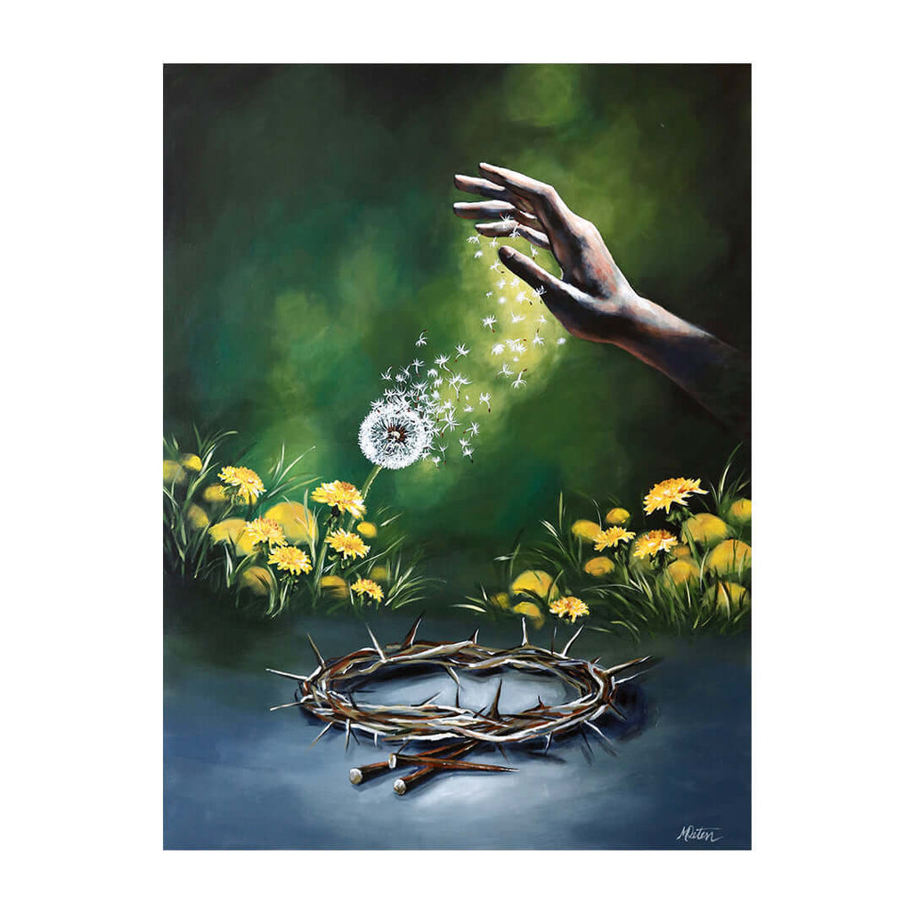 Mark Bible art by Mindi Oaten depicting Suffering Servant: Healing Touch, inspired by the book of Mark.