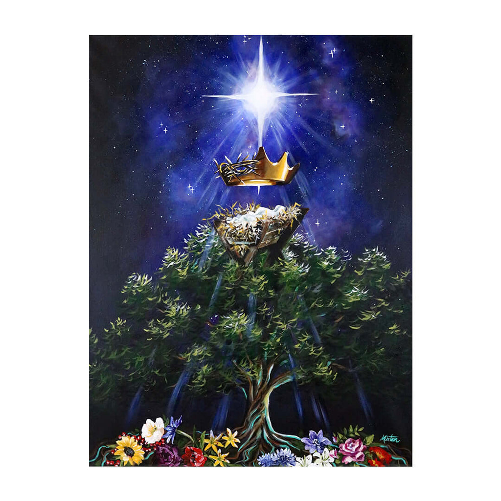 Matthew Bible art by Mindi Oaten depicting Messiah the King: Promise Fulfilled, inspired by the book of Matthew.