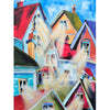

Me and My House by Mindi Oaten, showing a cluster of colorful houses with steep roofs.