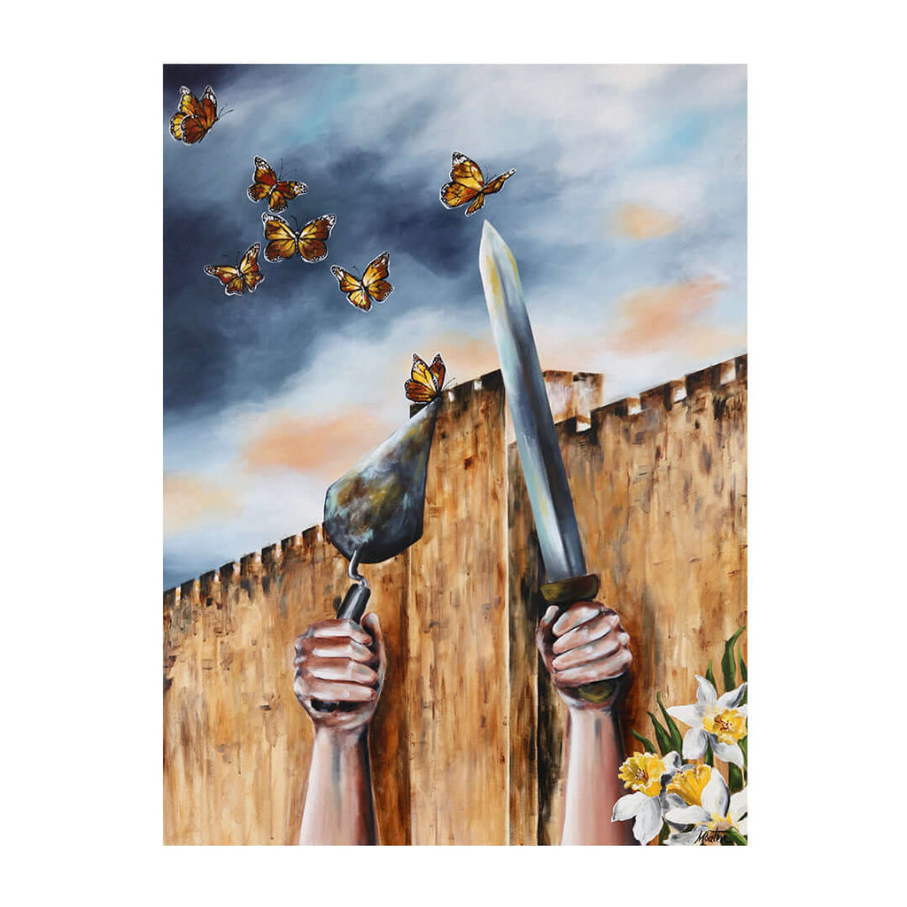 Nehemiah Bible art by Mindi Oaten depicting The Builder who Restores, inspired by the book of Nehemiah.