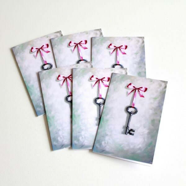 "This Key" Note Cards - Set of 8 by Mindi Oaten – Christian Prophetic Acrylic Painting featuring , inspired by Scripture and spiritual themes.