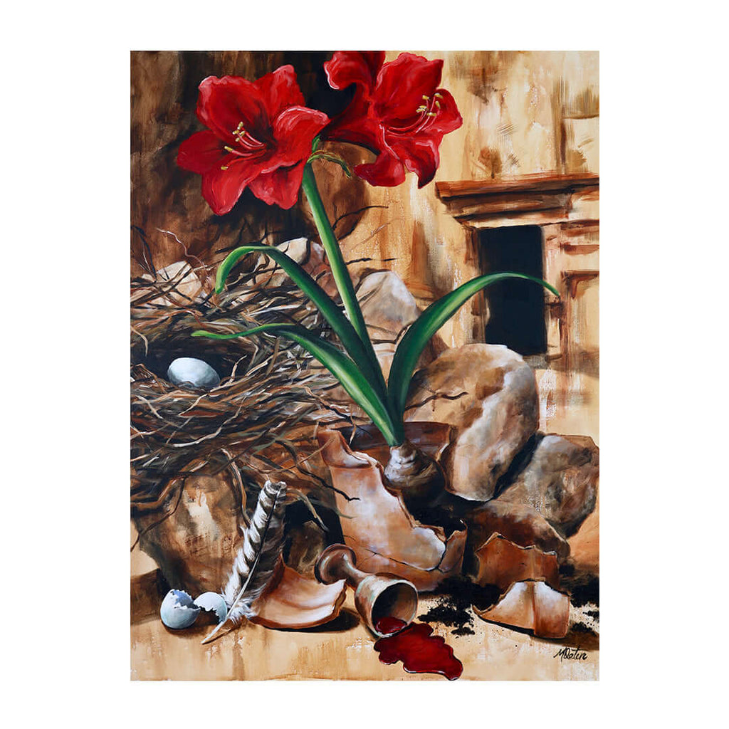 Obadiah Bible art by Mindi Oaten depicting Brings down the Proud, inspired by the book of Obadiah.