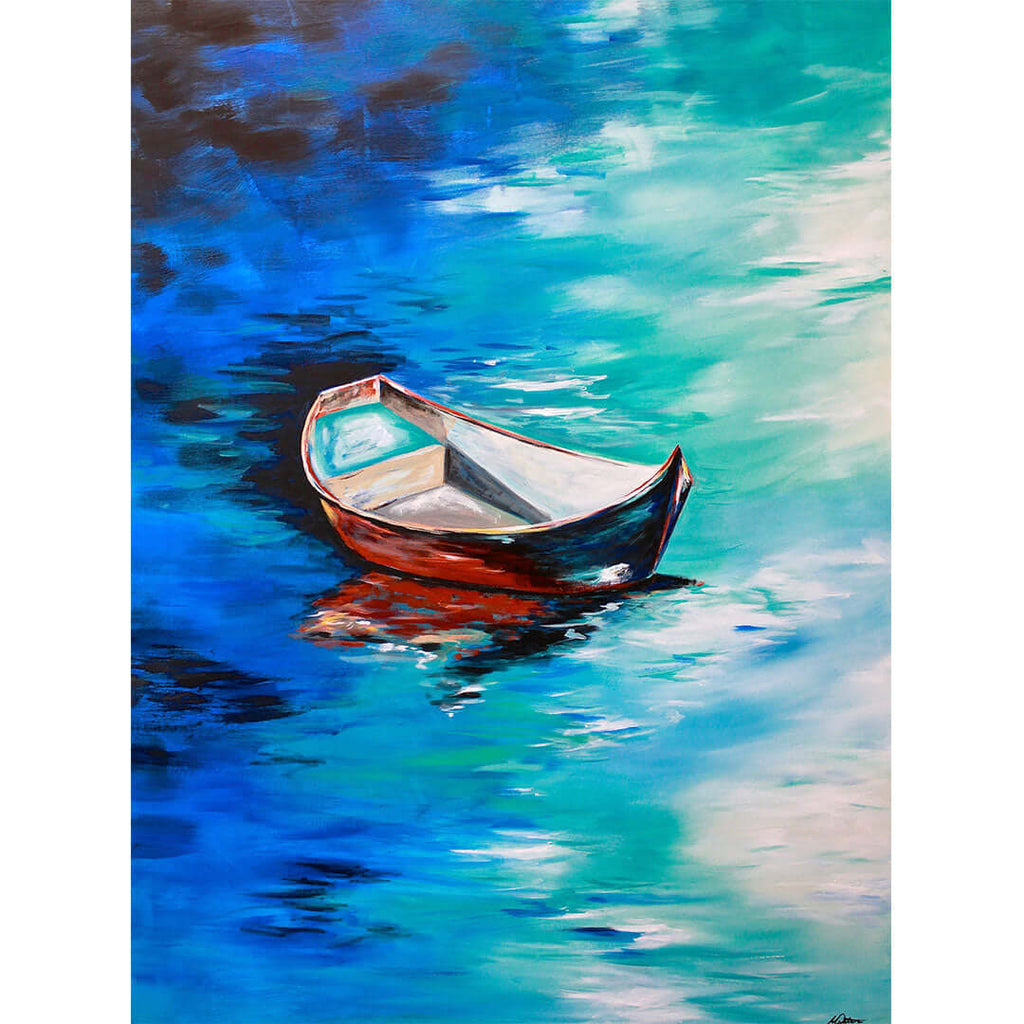 On the Water Christian art print by Mindi Oaten, inspired by Jesus on the water and stepping out in faith.