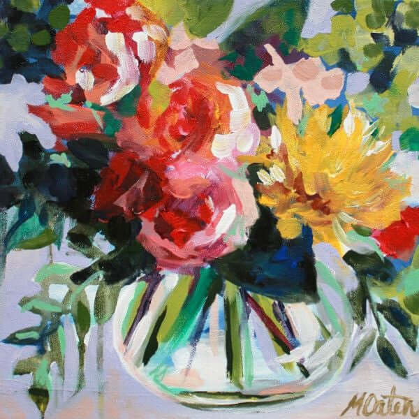 "Petit Jete" 10 x 10 inches acrylic painting on canvas by Mindi Oaten