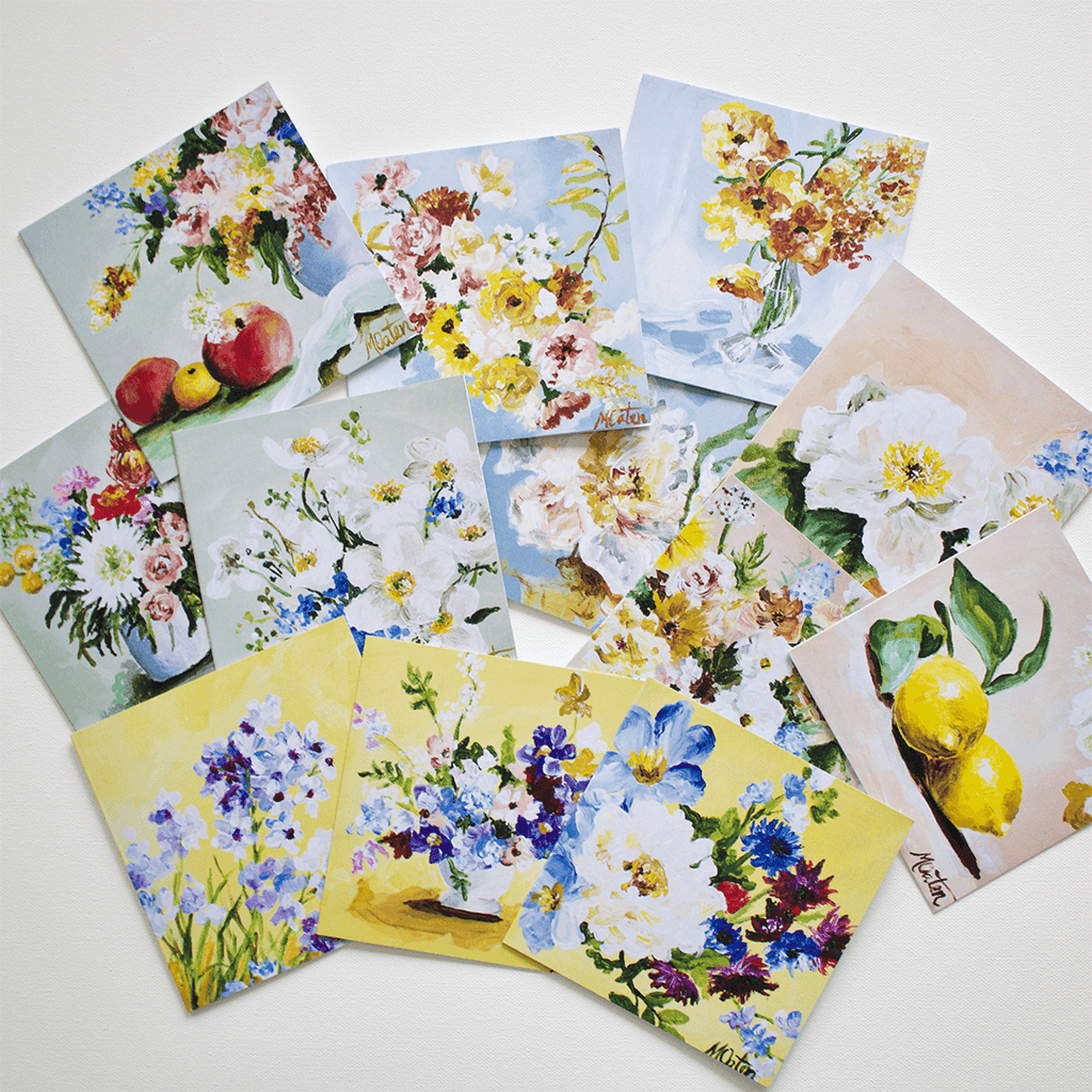 "Pastel Florals" Assorted Note Cards - Set of 12 by Mindi Oaten – Christian Prophetic Acrylic Painting featuring , inspired by Scripture and spiritual themes.