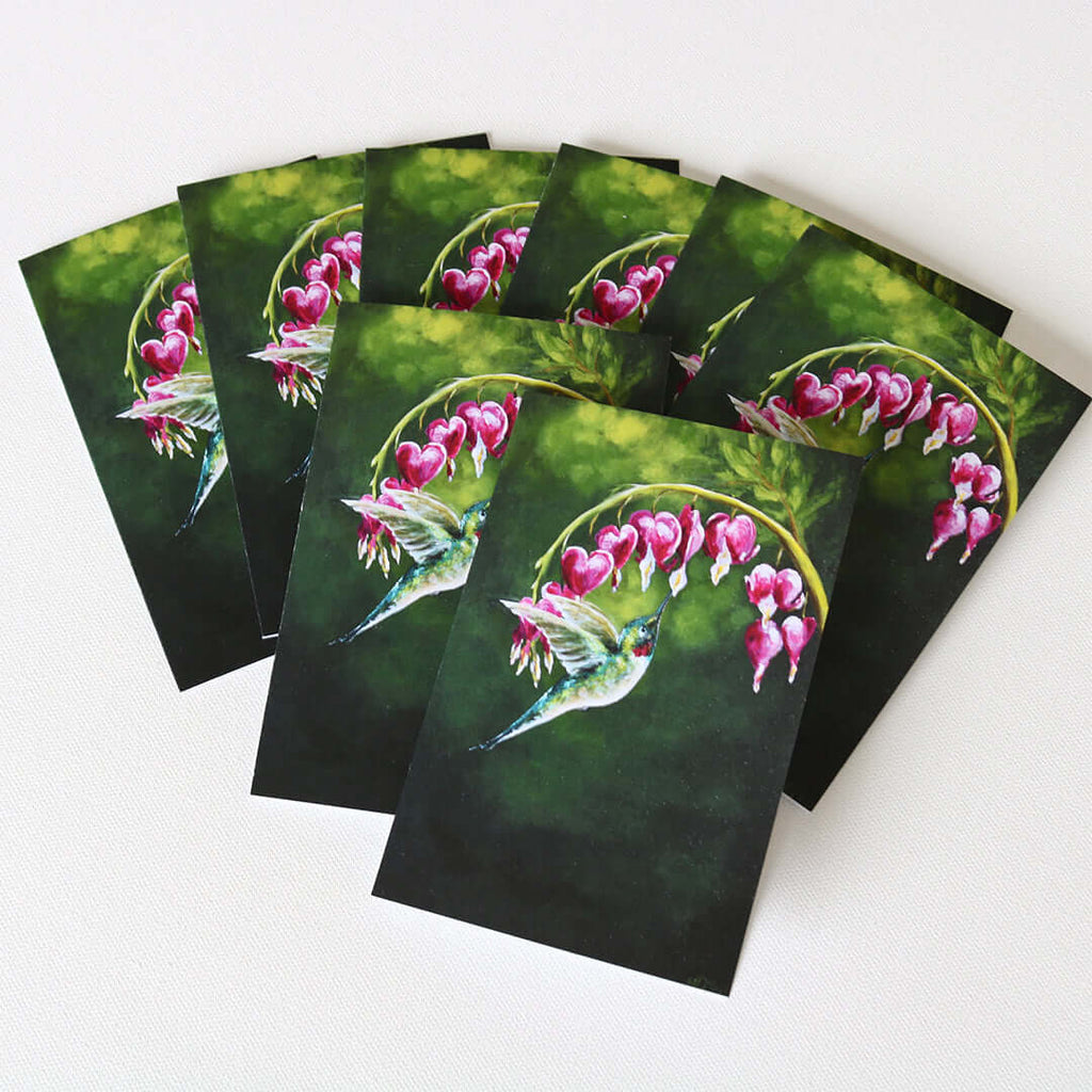 "The Hummingbird Pause, Selah" Note Cards - Set of 8 by Mindi Oaten – Christian Prophetic Acrylic Painting featuring , inspired by Scripture and spiritual themes.