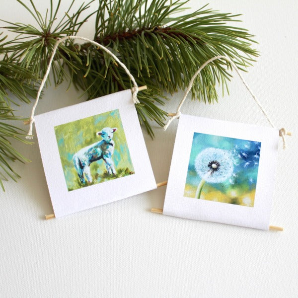 "The Lamb & The Dandelion" - mini collectible | set of 2 - Prophetic Christian Fine Art by Mindi Oaten Art 