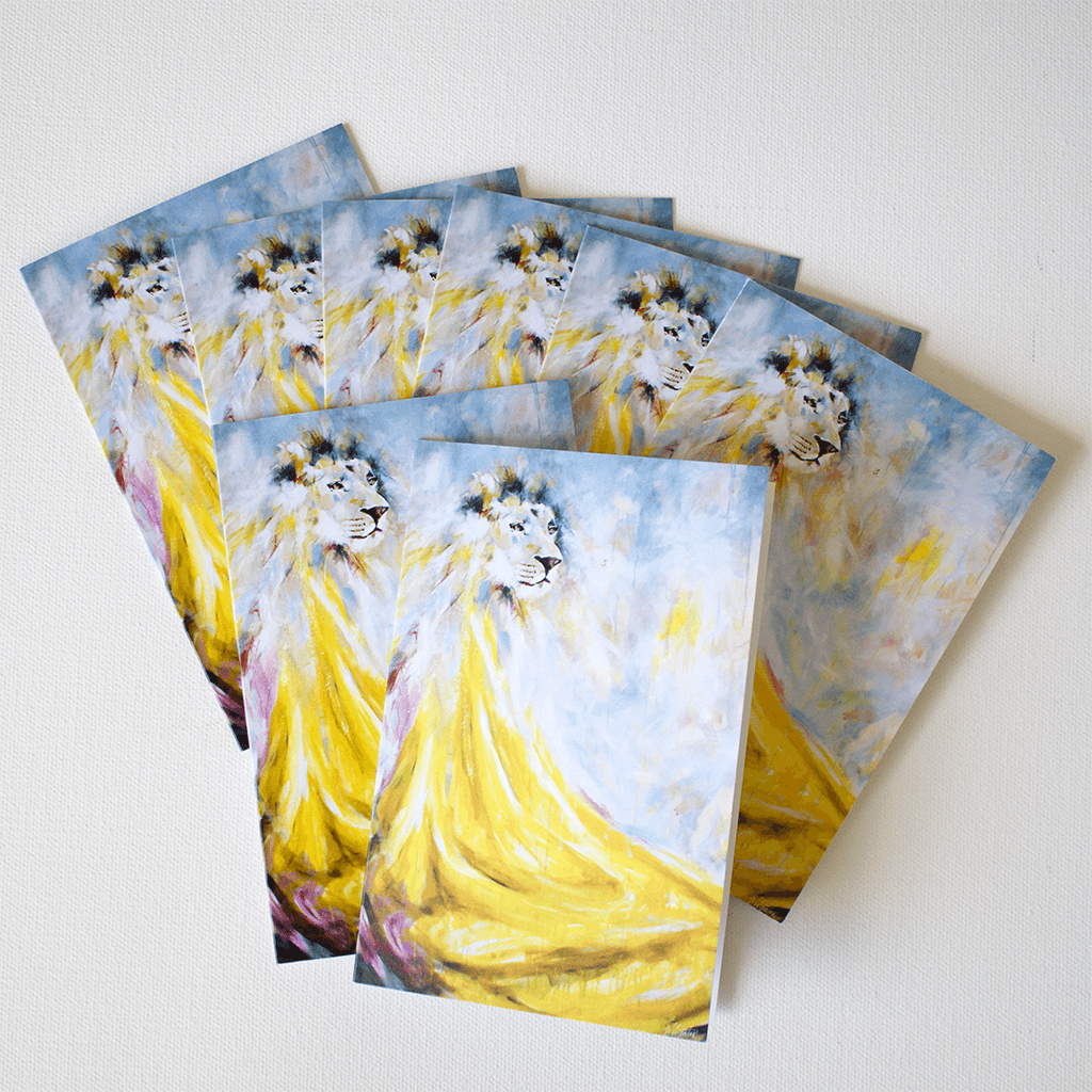 "The Lion" Note Cards - Set of 8 by Mindi Oaten – Christian Prophetic Acrylic Painting featuring , inspired by Scripture and spiritual themes.