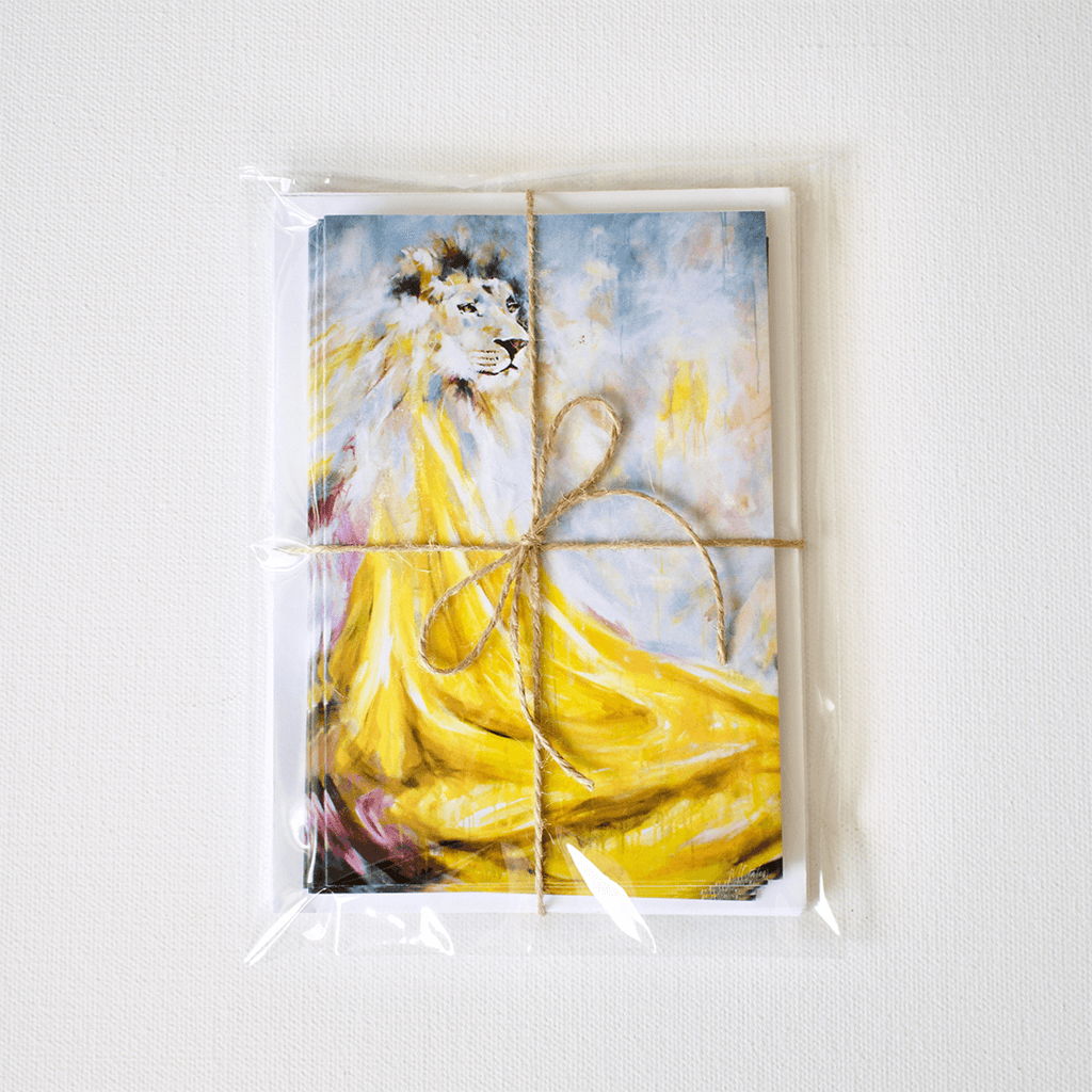 "The Lion" Note Cards - Set of 8 by Mindi Oaten – Christian Prophetic Acrylic Painting featuring , inspired by Scripture and spiritual themes.