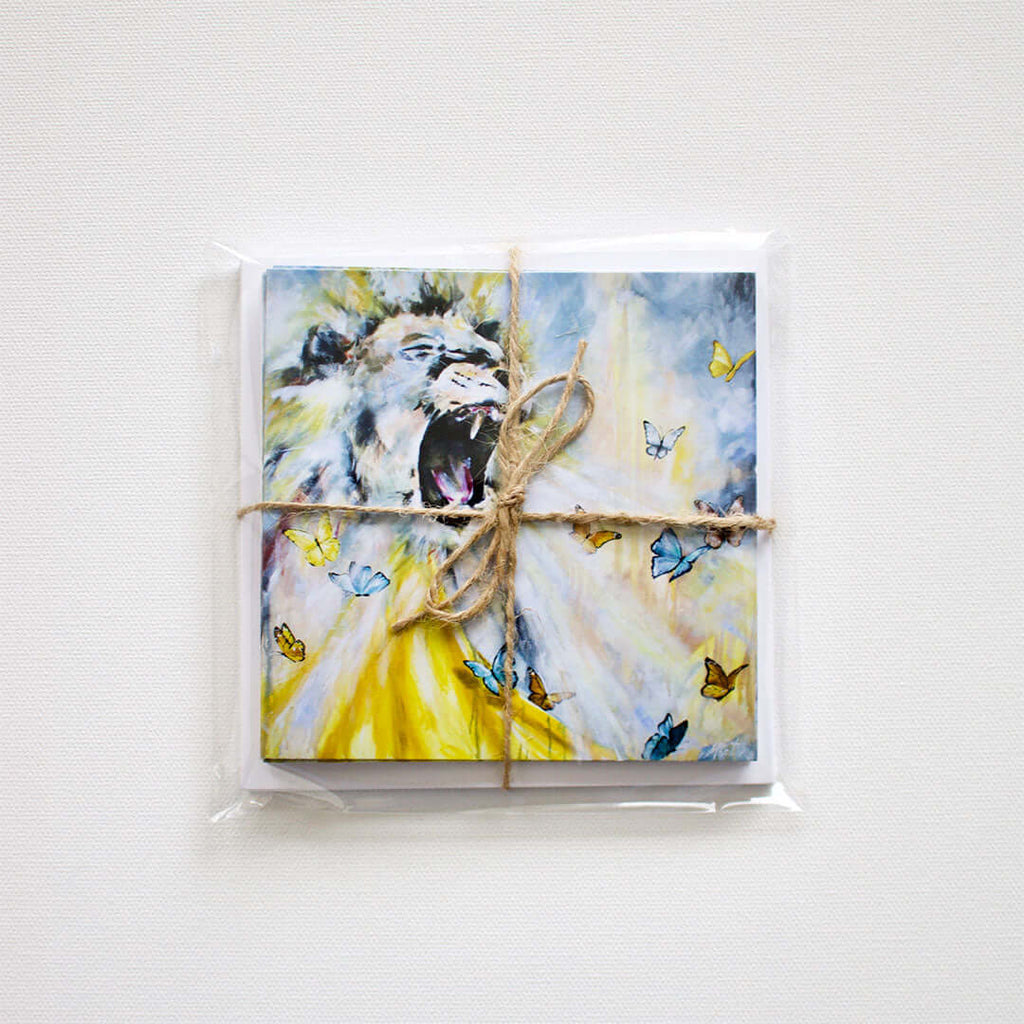 "The Roar" Note Cards - Set of 8 by Mindi Oaten – Christian Prophetic Acrylic Painting featuring , inspired by Scripture and spiritual themes.