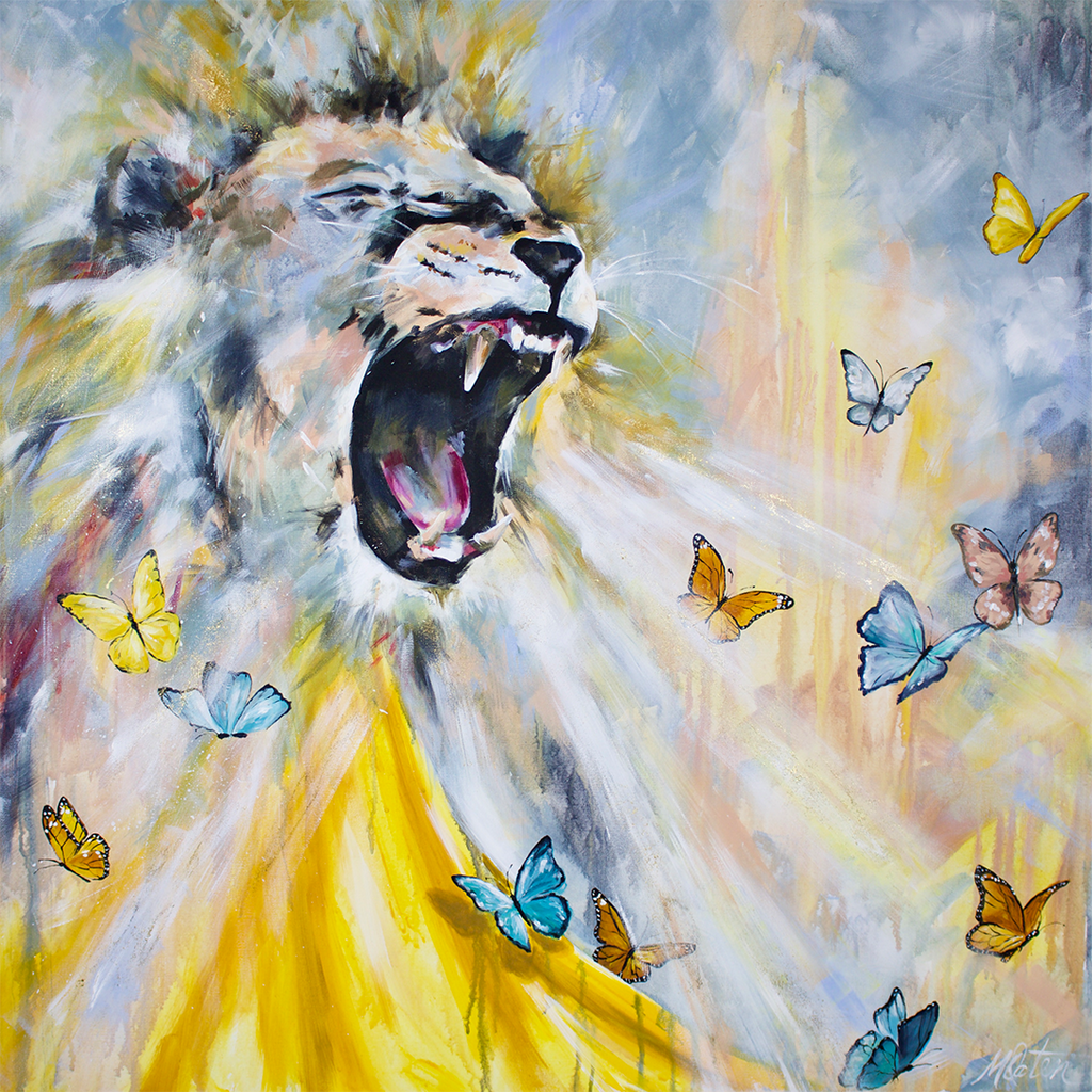 "The Roar" 36 x 36 inches acrylic painting on canvas