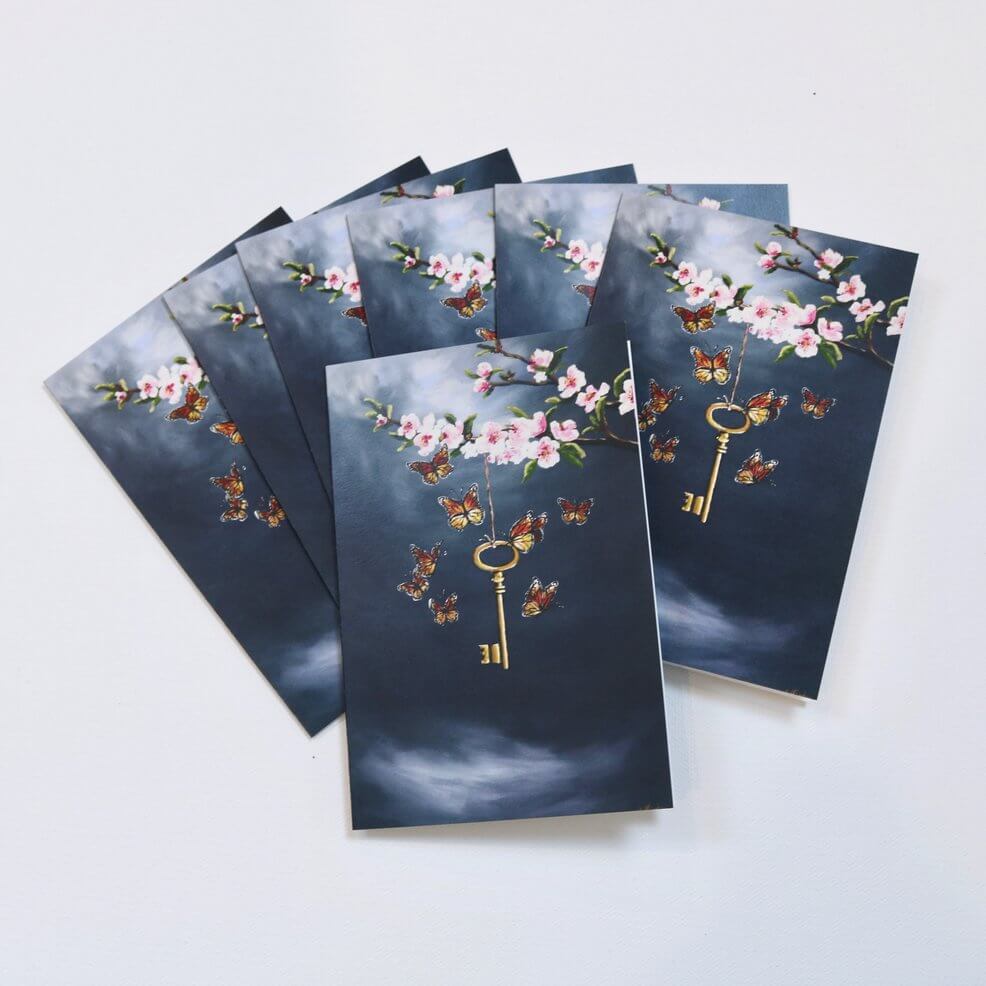 "Watchman's Key" Note Cards - Set of 8 by Mindi Oaten – Christian Prophetic Acrylic Painting featuring , inspired by Scripture and spiritual themes.